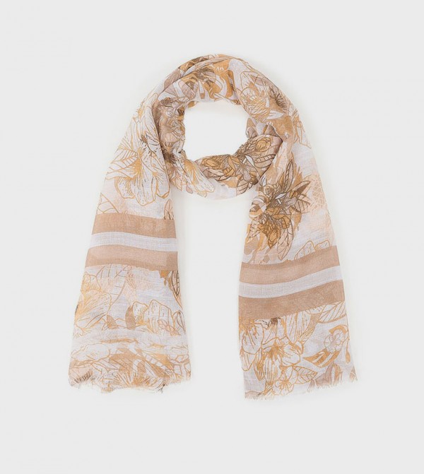 R&B  Scarves - Beige Woven Scarves