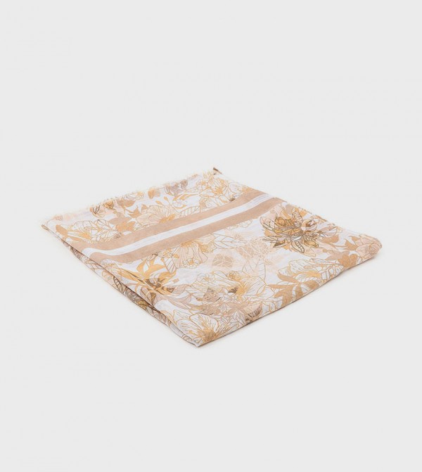 R&B  Scarves - Beige Woven Scarves