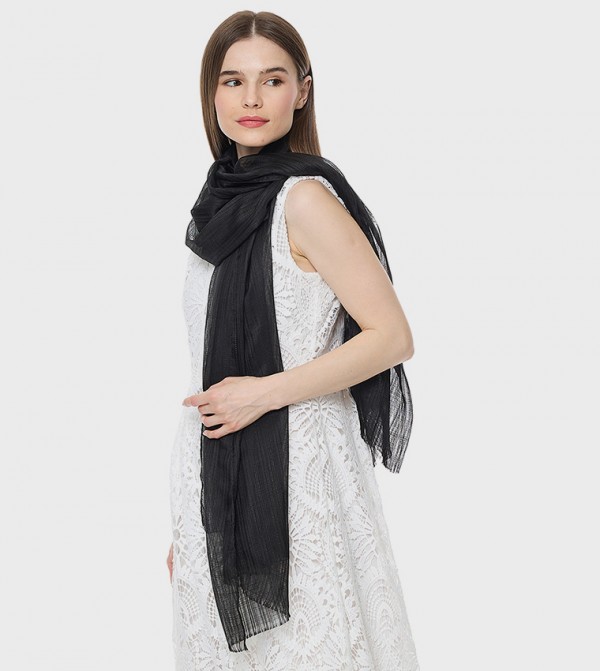 R&B  Scarves - Black Woven Scarves