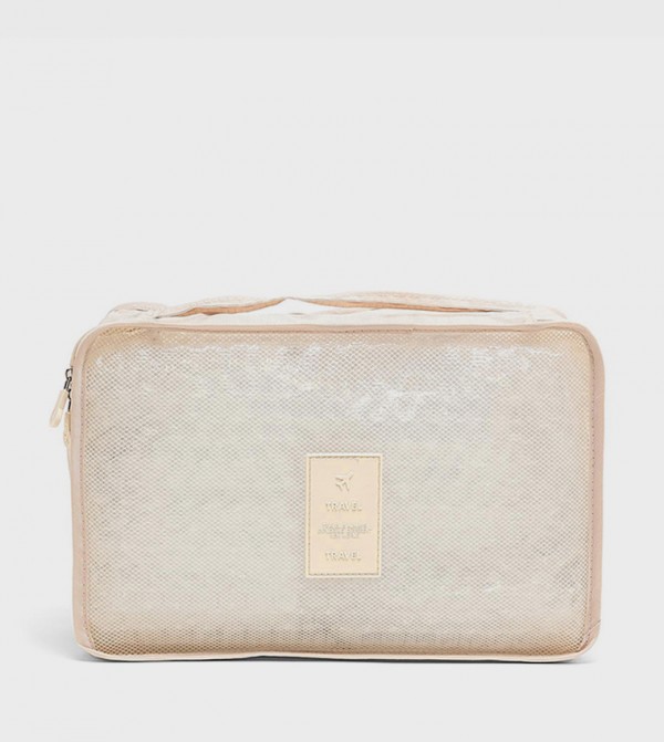 R&B  Cosmetic Bags - Beige Cosmetic Organizers