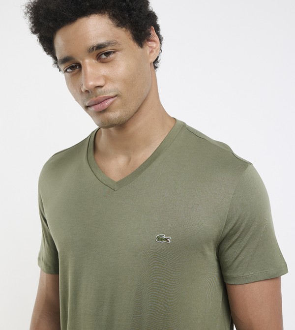 Lacoste Lacoste - Khaki V-Neck T-Shirts