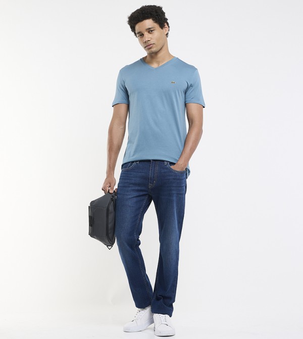 Lacoste Lacoste - Blue V-Neck T-Shirts