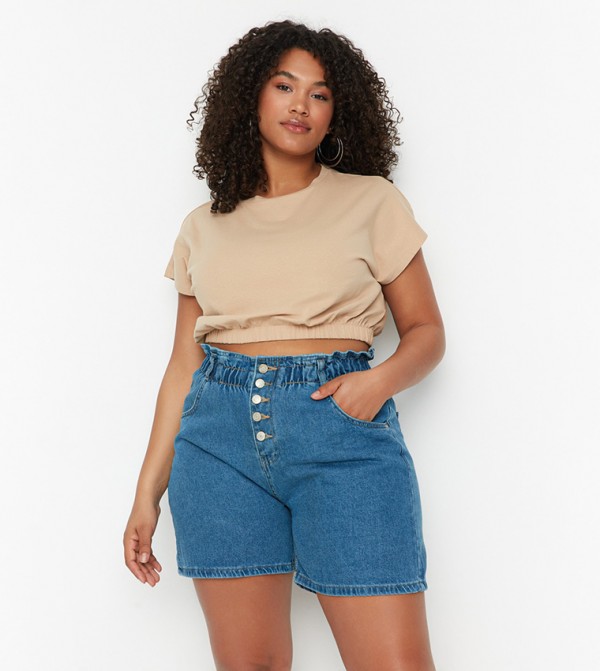 Trendyol Trendyol Plus Size - Blue Denim shorts