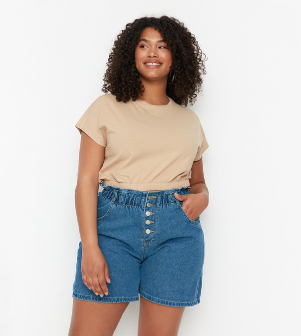 Trendyol Trendyol Plus Size - Blue Denim shorts