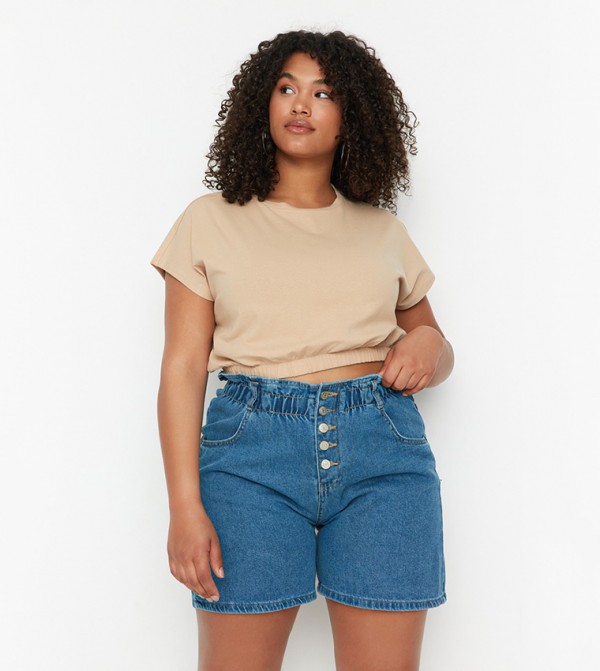 Trendyol Trendyol Plus Size - Blue Denim shorts