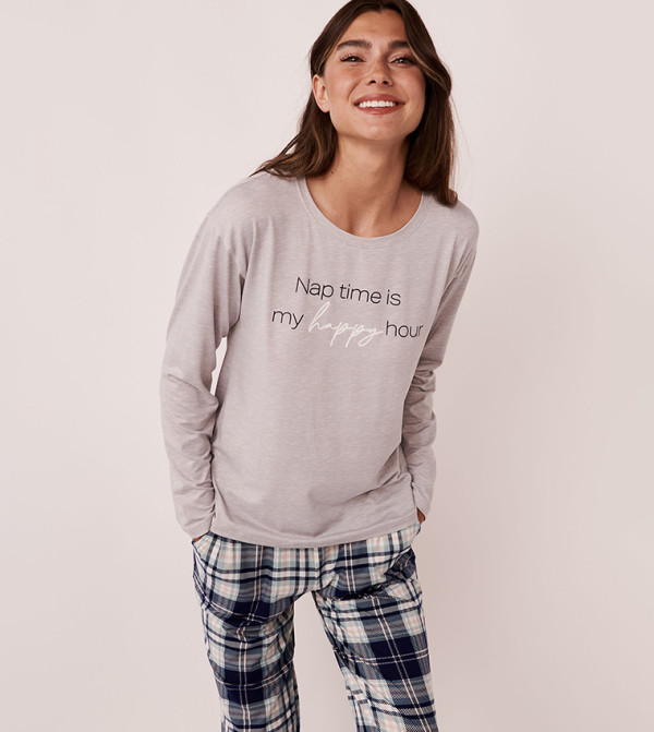 La Vie en Rose  - Grey Sleep Tops & Tees