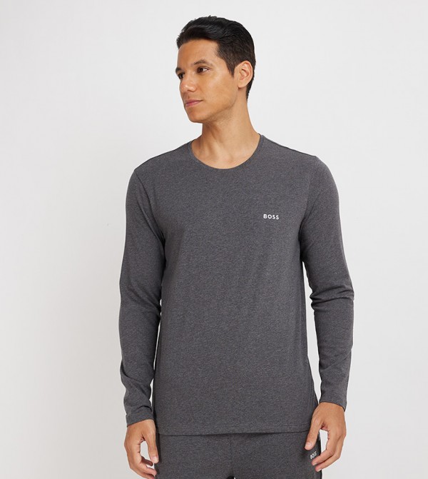 BOSS BOSS - Grey Round Neck T-Shirts