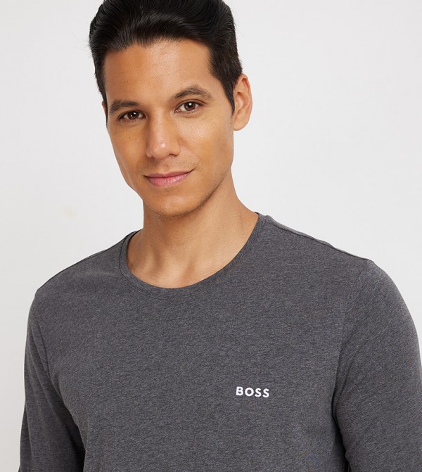 BOSS BOSS - Grey Round Neck T-Shirts