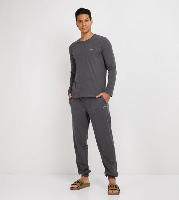 BOSS BOSS - Grey Round Neck T-Shirts