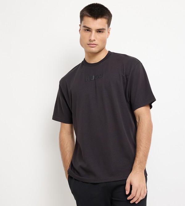 HUGO HUGO - Black Round Neck T-Shirts
