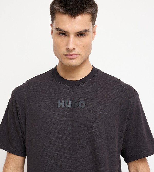 HUGO HUGO - Black Round Neck T-Shirts
