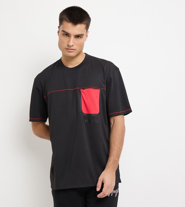 HUGO HUGO - Black Round Neck T-Shirts