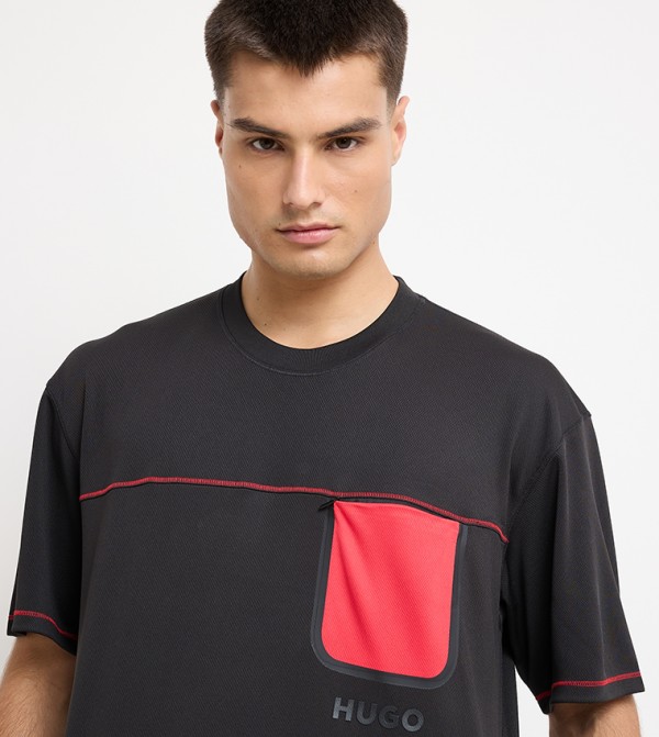 HUGO HUGO - Black Round Neck T-Shirts