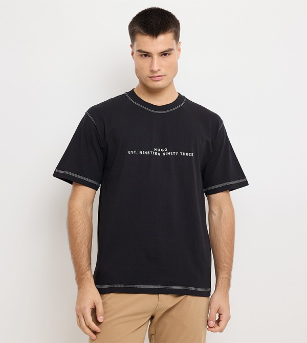 HUGO HUGO - Black Round Neck T-Shirts