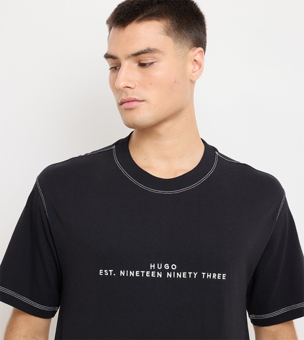HUGO HUGO - Black Round Neck T-Shirts