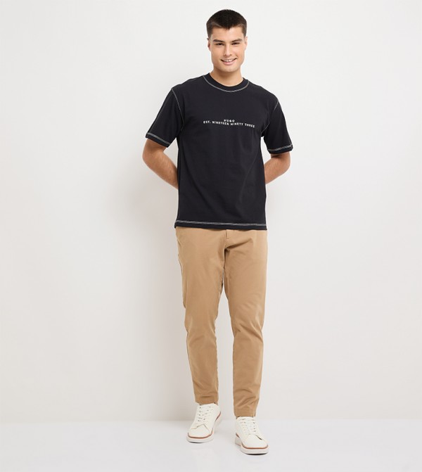 HUGO HUGO - Black Round Neck T-Shirts