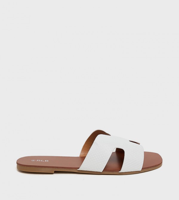 R&B  Flat Sandals - White Flat Sandals