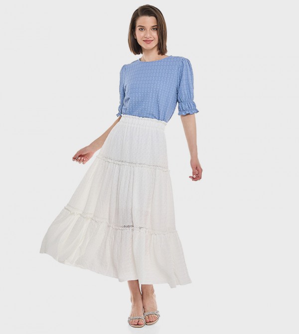 R&B  Skirts - White Midi Skirts