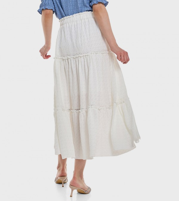 R&B  Skirts - White Midi Skirts