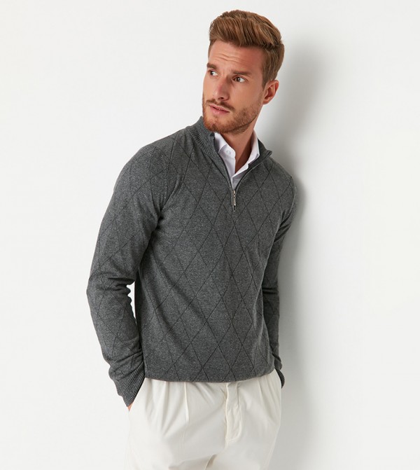 Trendyol - Outlet  Turtle Neck Sweaters - Grey Sweaters