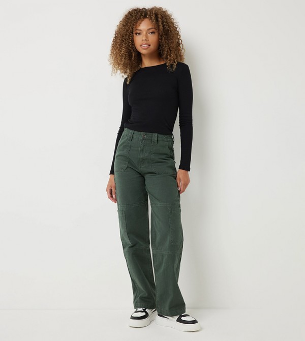 اردين  بناطيل جينز - أخضر Wide Leg