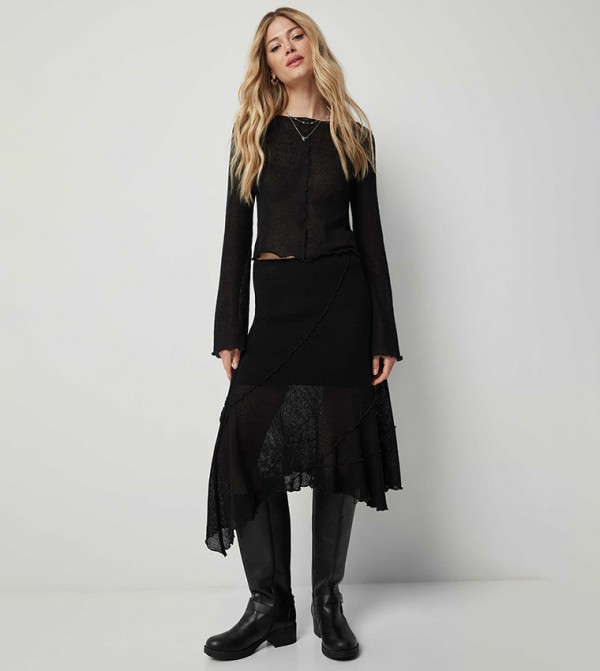 Ardene  Skirts - Black Midi Skirts