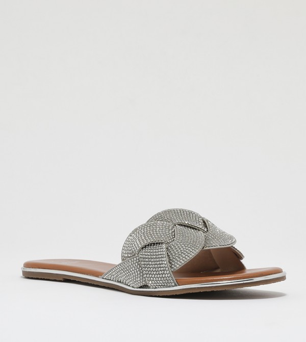 Dune London Woven Essentials - Grey Flat Sandals