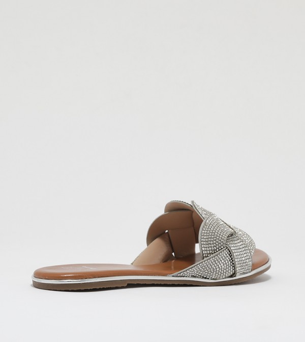Dune London Woven Essentials - Grey Flat Sandals