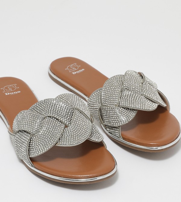 Dune London Woven Essentials - Grey Flat Sandals