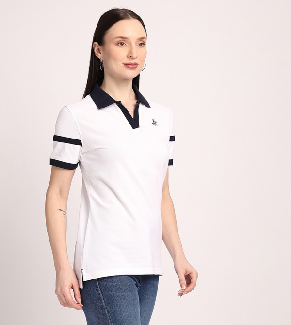 Beverly Hills Polo Club  T-Shirts - White Polo T-shirts