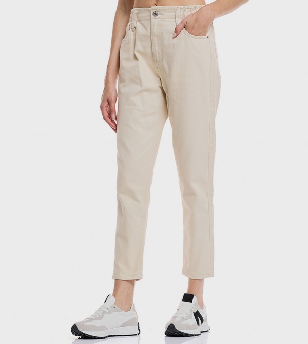 R&B  Jeans - Beige Mom Jeans