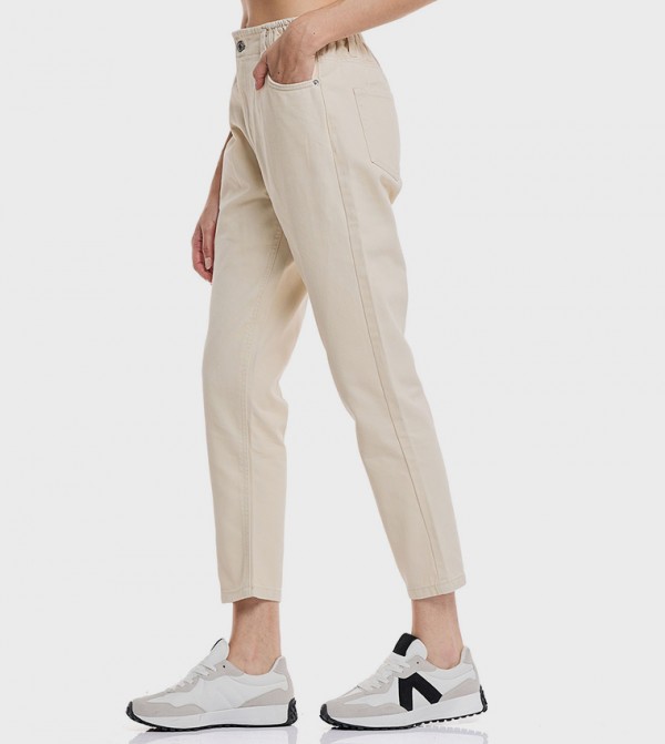 R&B  Jeans - Beige Mom Jeans