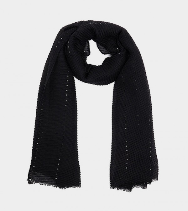 R&B  Scarves - Black Woven Scarves