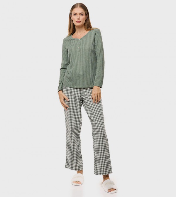 R&B  Sleepwears & Loungewears - Green Pyjama Set