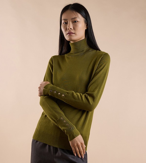 R&B  Clothing - Green Turtle neck Sweaters