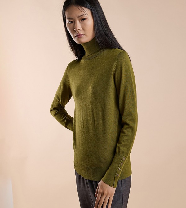 R&B  Clothing - Green Turtle neck Sweaters