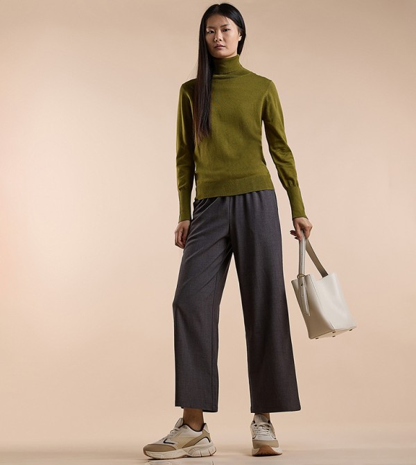 R&B  Clothing - Green Turtle neck Sweaters