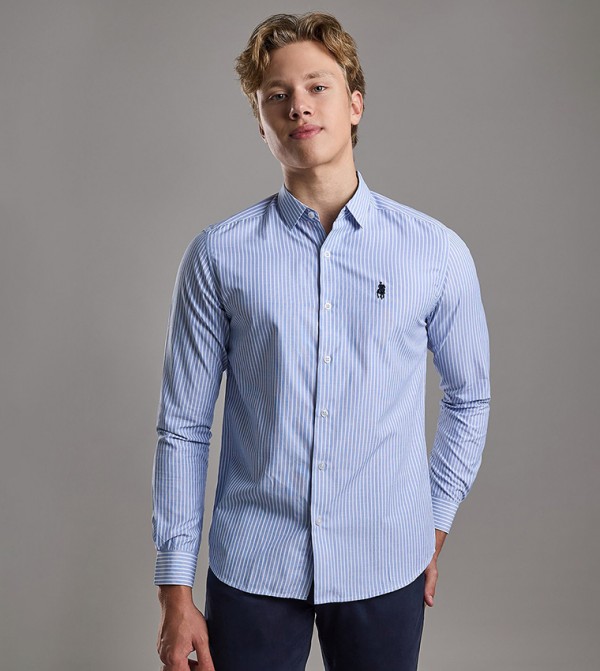 أر آند بي  قمصان - أزرق Long Sleeves