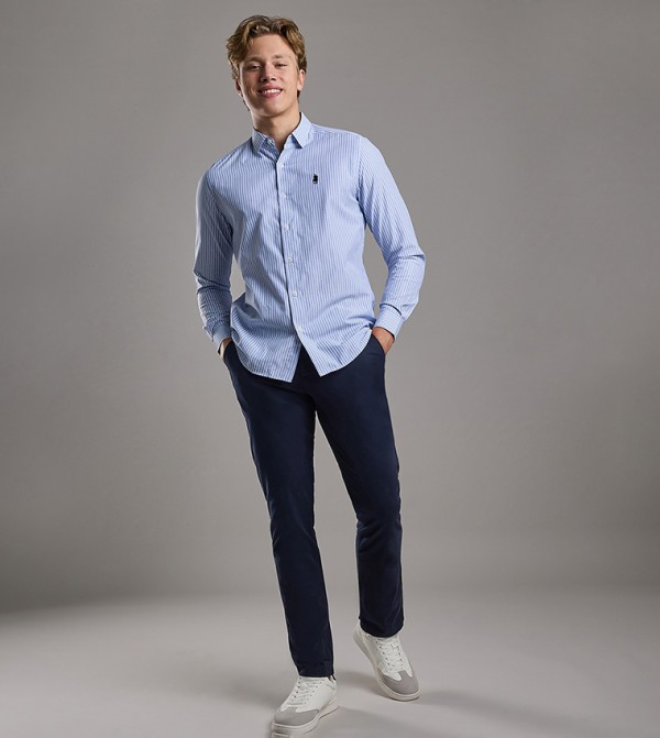 أر آند بي  قمصان - أزرق Long Sleeves