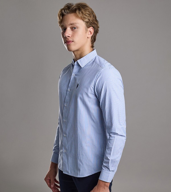 أر آند بي  قمصان - أزرق Long Sleeves