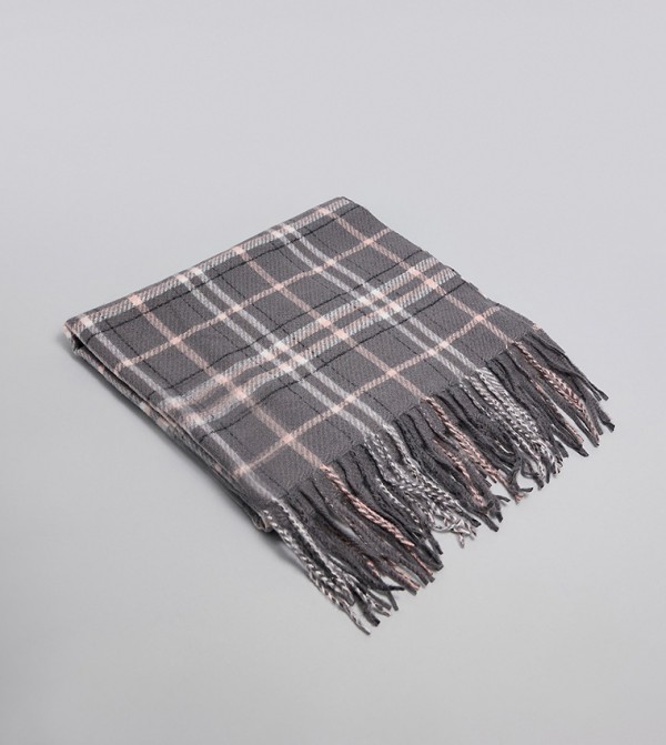 أر آند بي  أوشحة - رمادي Blanket Scarves