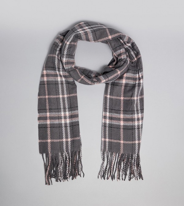 أر آند بي  أوشحة - رمادي Blanket Scarves