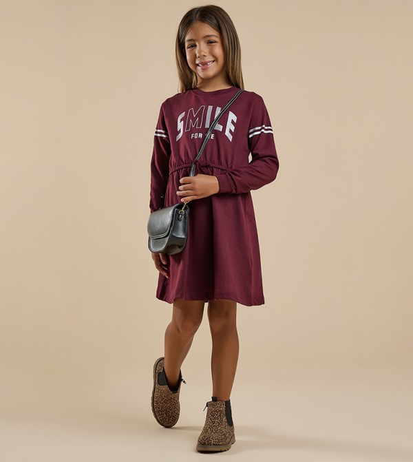 R&B  Dresses - Maroon Casual Dress