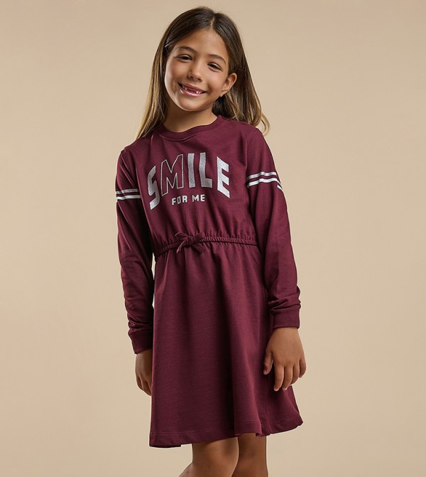 R&B  Dresses - Maroon Casual Dress