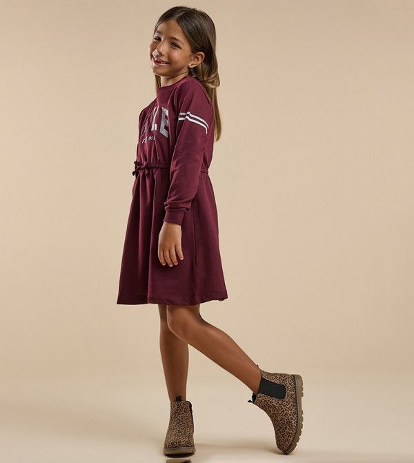 R&B  Dresses - Maroon Casual Dress