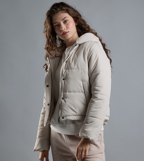 R&B Clothing - Beige Puffer & Quilted Jackets