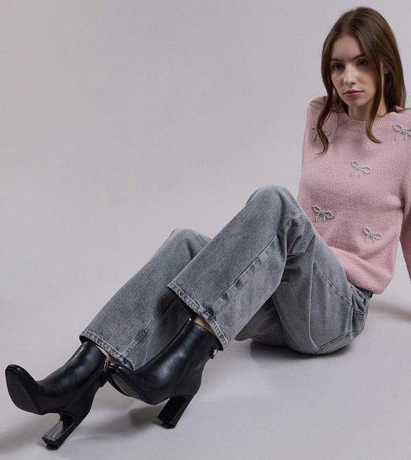 R&B  Boots - Black Ankle length Boots