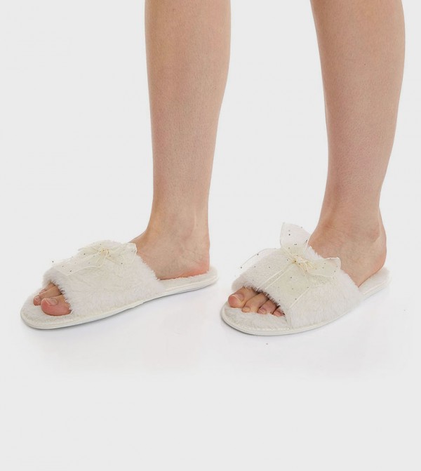 R&B  Bedroom Slippers - White Bedroom Slippers