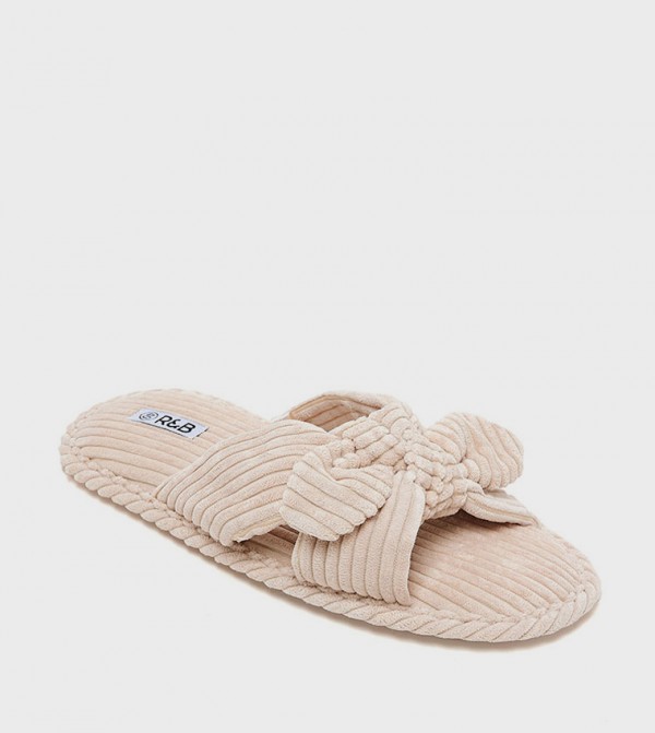 R&B  Bedroom Slippers - Beige Bedroom Slippers