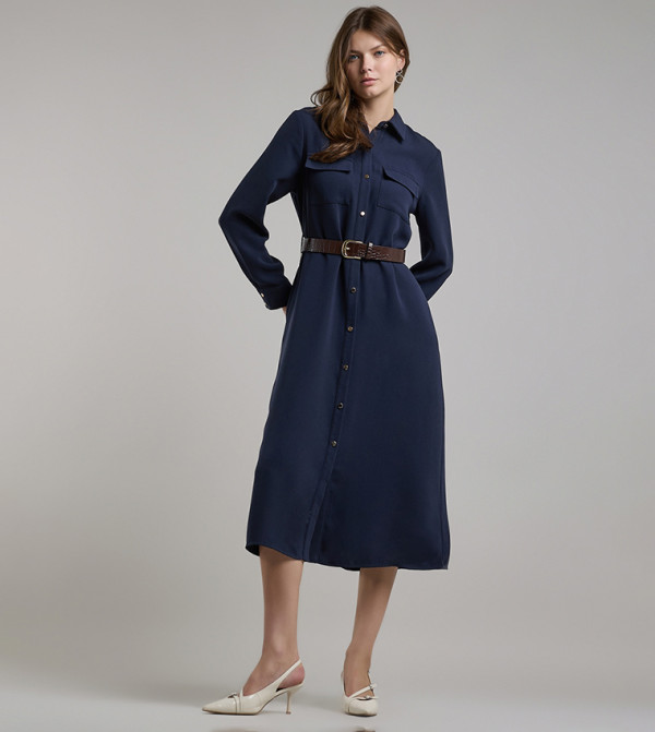 R&B Dresses - Blue Shirt & T-Shirt Dresses